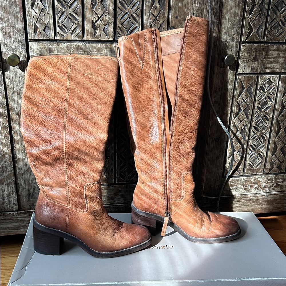 Franco Sarto Tan Leather Heeled Boots